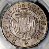 1870 PCGS UNC Guatemala 50 Centavos Sun Volcanoes Silver Coin (26070301D)