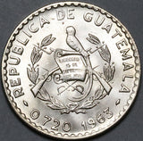 1963 Guatemala 50 Centavos BU White Nun Orchid Flower Silver Coin (23081603R)