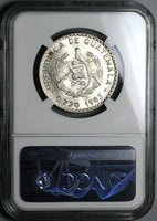 1963 NGC MS 65 Guatemala 50 Centavos White Nun Orchid Flower Silver Coin (23092202C)