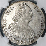 1799 NGC AU 58 Guatemala 8 Reales Spain Colonial Charles IV Silver Coin POP 3/1 (26080201C)