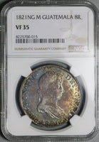 1821 NGC VF 35 Guatemala 8 Reales Spain Colony Ferdinand VII Silver Coin (25091201C)