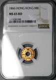 1866 NGC MS 65 RD Hong Kong 1 Mil Victoria Britain Empire RED Gem Coin (25101701C)