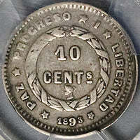 1893 PCGS XF 40 Honduras 10 Centavos Rare Pyramid Silver Coin POP 1/0 (23101902C)