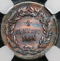1884 NGC MS 62  Honduras 1 Centavo Rare 24,000 Minted POP 1/0 Finest Known (23101402C)