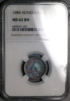 1884 NGC MS 62  Honduras 1 Centavo Rare 24,000 Minted POP 1/0 Finest Known (23101402C)