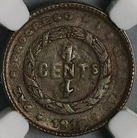 1910 NGC MS 62 Honduras 1 Centavo Mule with 5 Centavos and 1/2 Centavo Coin KM 67 (23090402D)