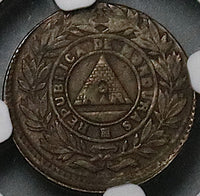 1910 NGC MS 62 Honduras 1 Centavo Mule with 5 Centavos and 1/2 Centavo Coin KM 67 (23090402D)