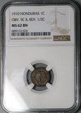 1910 NGC MS 62 Honduras 1 Centavo Mule with 5 Centavos and 1/2 Centavo Coin KM 67 (23090402D)