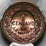 1935 PCGS MS 65 Honduras 1 Centavo de Lempira RB Key Coin POP 3/2 (24112701C)