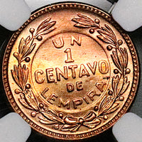 1957 NGC MS 66 RD Honduras 1 Centavo de Lempira Red Coin (24012102C)