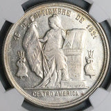 1888/7 NGC AU 55 Honduras 1 Peso Standing Liberty Overdate Silver Coin (24010901C)