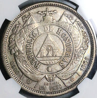 1889 NGC AU 53 Honduras 1 Peso Standing Liberty Silver Coin POP 2/2 (23050701D)