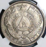 1889 NGC AU 53 Honduras 1 Peso Standing Liberty Silver Coin POP 2/2 (23050701D)