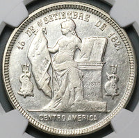 1889 NGC AU 55 Honduras 1 Peso Standing Liberty Silver Coin POP 2/0 (23090401D)