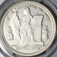 1889/8 PCGS AU Honduras 1 Peso Overdate Standing Liberty Silver Coin (23111101C)