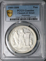 1889/8 PCGS AU Honduras 1 Peso Overdate Standing Liberty Silver Coin (23111101C)