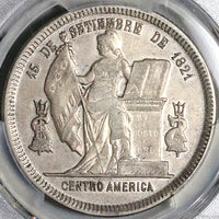 1890 PCGS AU 53 Honduras 1 Peso Standing Liberty Silver Coin POP 2/3 (25031802C)