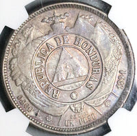 1891/89 NGC AU 55 Honduras Peso Overdate Standing Liberty Silver Coin (24070202C)