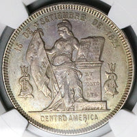 1892/0 NGC AU 50 Honduras 1 Peso Overdate Standing Liberty Silver Coin (25042202C)