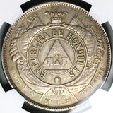 1892/0 NGC AU 50 Honduras 1 Peso Overdate Standing Liberty Silver Coin (25042202C)