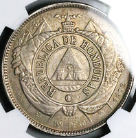1892/0 NGC AU 50 Honduras 1 Peso Overdate Standing Liberty Silver Coin (25042202C)