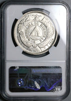 1892/0 NGC MS 62 Honduras 1 Peso Overdate Standing Liberty Silver Coin (25061801C)