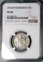 1913/0 NGC XF 40 Honduras 25 Centavos Stg Lib Rare Silver Coin POP 1/0 (25041804C)