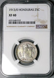 1913/0 NGC XF 40 Honduras 25 Centavos Stg Lib Rare Silver Coin POP 1/0 (25041804C)