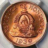 1939 PCGS MS 66 RD Honduras 2 Centavos de Lempira Gem RED Coin (26010204C)