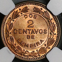 1954 NGC MS 65 RD Honduras 2 Centavos de Lempira Red Coin POP 4/2 (23073102C)