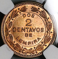 1954 NGC MS 65 RD Honduras 2 Centavos de Lempira Red Coin POP 4/2 (23073102C)