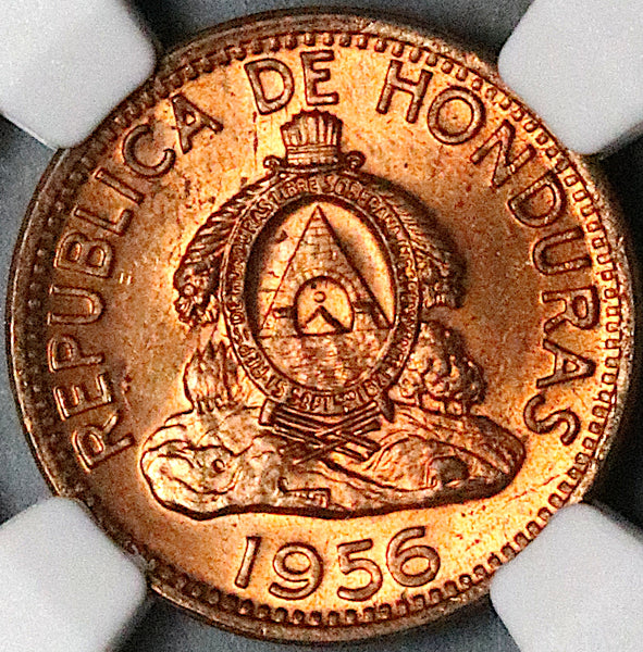 1956 NGC MS 64 RD Honduras 2 Centavos de Lempira Red Coin (24072102C)