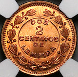 1956 NGC MS 64 RD Honduras 2 Centavos de Lempira Red Coin (24072102C)
