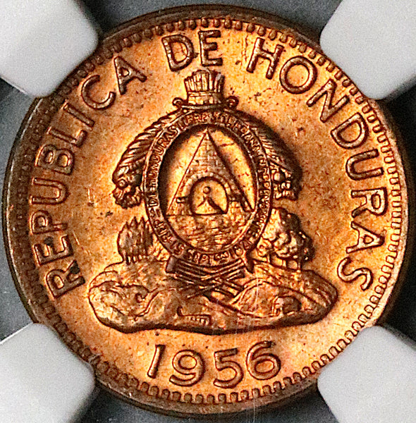 1956 NGC MS 64 RD Honduras 2 Centavos de Lempira Red Coin (24072103C)