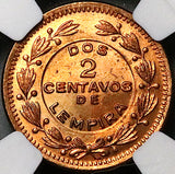 1956 NGC MS 64 RD Honduras 2 Centavos de Lempira Red Coin (24072103C)