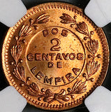 1956 NGC MS 64 RD Honduras 2 Centavos de Lempira Red Coin (24072103C)