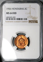 1956 NGC MS 64 RD Honduras 2 Centavos de Lempira Red Coin (24072103C)