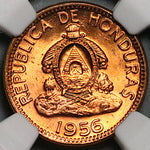 1956 NGC MS 65 RD Honduras 2 Centavos de Lempira Full Red Coin (24010601C)