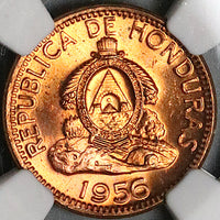 1956 NGC MS 65 RD Honduras 2 Centavos de Lempira Full Red Coin (24010601C)