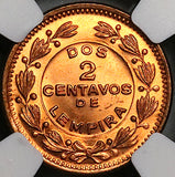 1956 NGC MS 65 RD Honduras 2 Centavos de Lempira Full Red Coin (24010601C)