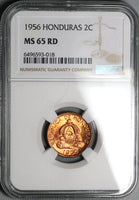 1956 NGC MS 65 RD Honduras 2 Centavos de Lempira Full Red Coin (24010601C)