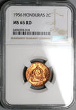 1956 NGC MS 65 RD Honduras 2 Centavos de Lempira Full Red Coin (24010601C)
