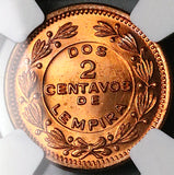 1956 NGC MS 65 RD Honduras 2 Centavos de Lempira Full Red Coin (25041802C)