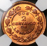 1956 NGC MS 65 RD Honduras 2 Centavos de Lempira Full Red Coin (25041802C)