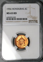 1956 NGC MS 65 RD Honduras 2 Centavos de Lempira Full Red Coin (25041802C)