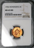 1956 NGC MS 65 RD Honduras 2 Centavos de Lempira Full Red Coin (25041802C)