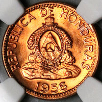 1956 NGC MS 66 RD Honduras 2 Centavos de Lempira Full Red Coin (25041803C)