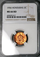 1956 NGC MS 66 RD Honduras 2 Centavos de Lempira Full Red Coin (25041803C)