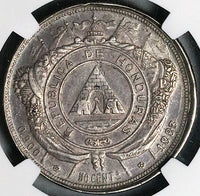 1883-P NGC AU 53 Honduras 50 Centavos Pyramid Rare Silver Coin POP 1/3 (25042003C)