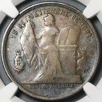 1887/5 NGC VF Honduras 50 Centavos Pyramid Rare Silver Coin (23102002C)